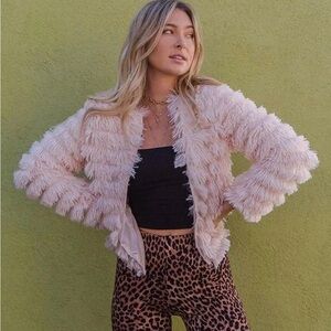 American Threads Waterfall Fringe Shag Jacket, Small